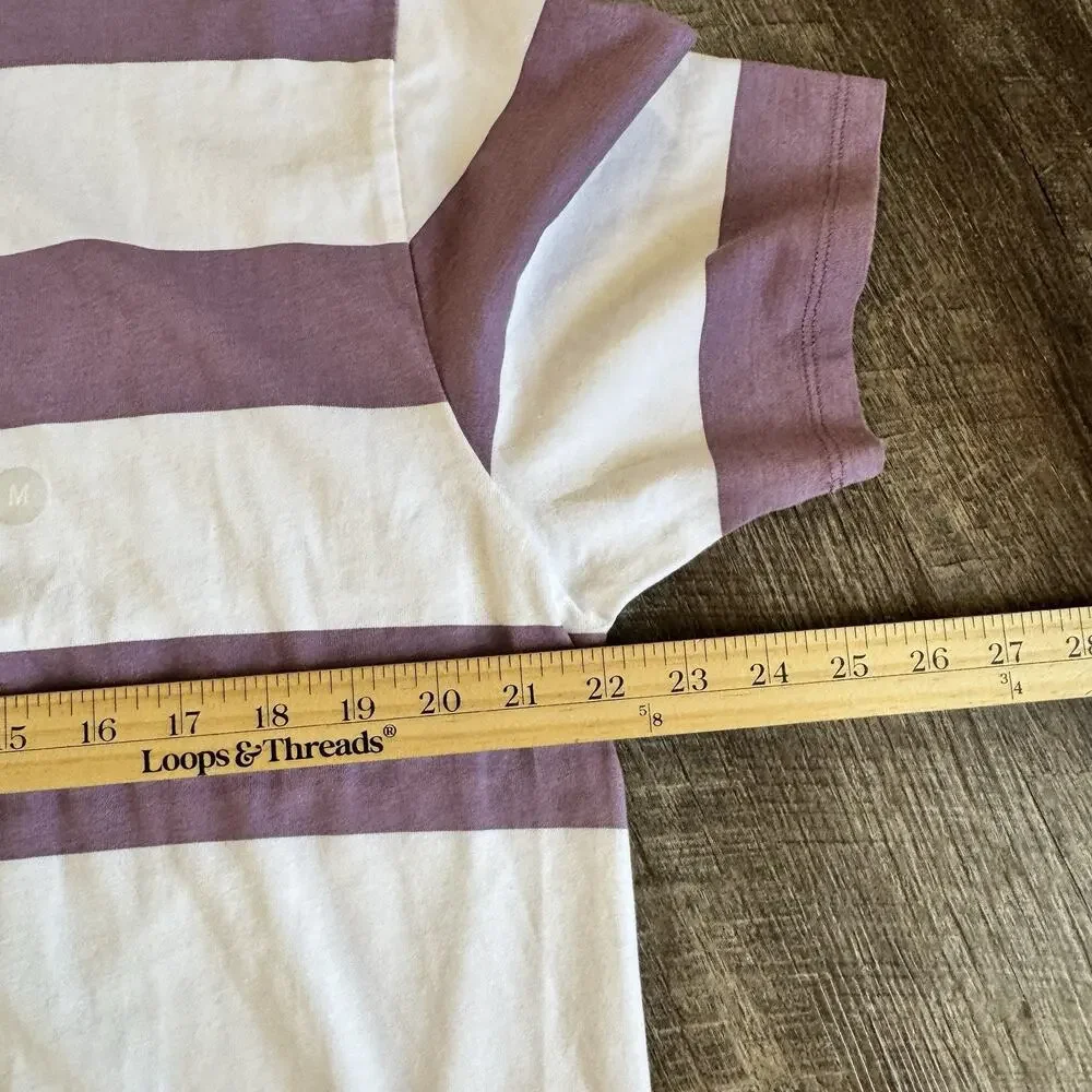 Guess Men’s Multicolor White/Purple Cole Heather Stripe Tee Size M - Picture 4 of 5